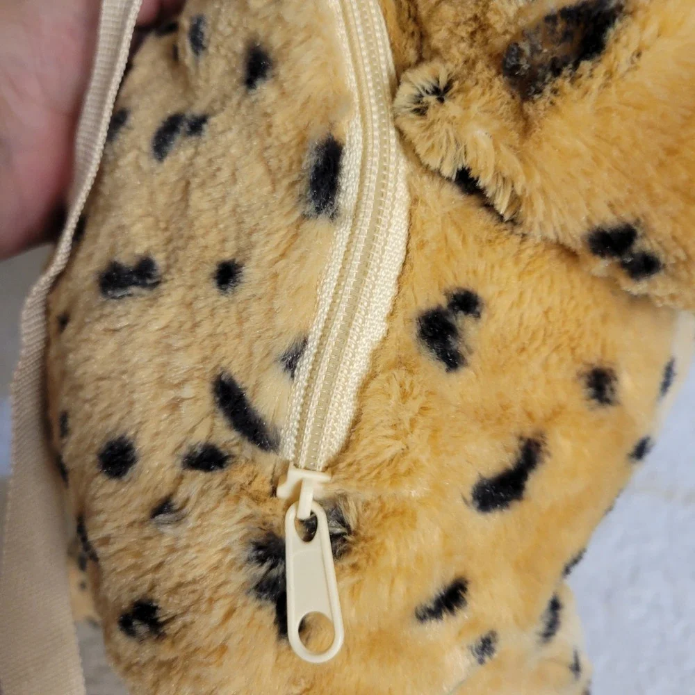 UNIPAK Plush Leopard Cheetah Backpack Y2K Animal Stuffed Toy Kawaii 15